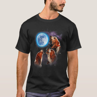 Three Basset Hound Howling At Moon Dog Costume T-Shirt