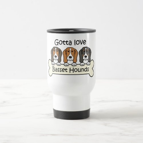 Three Basset Hounds Travel Mug