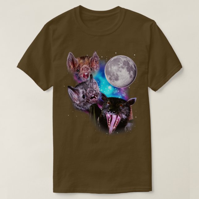 Three Bats Howl at the Moon T-Shirt (Design Front)