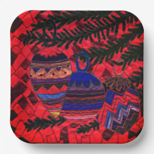 Three baubles paper plates