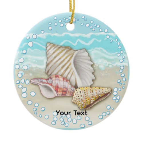 Three Beach Seashells Ceramic Ornament