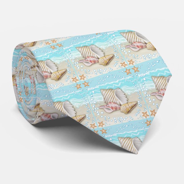 Three Beach Seashells Neck Tie (Rolled)