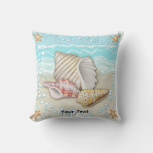 Three Beach Seashells Throw Pillow