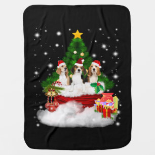 Three Beagles Santa Claus With Christmas Tree Baby Blanket