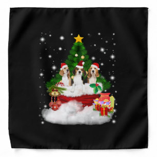 Three Beagles Santa Claus With Christmas Tree Bandana