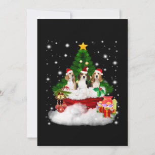 Three Beagles Santa Claus With Christmas Tree Thank You Card