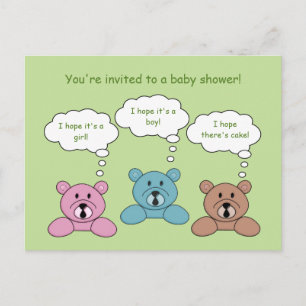 Three Bears Baby Shower Invitation Postcard