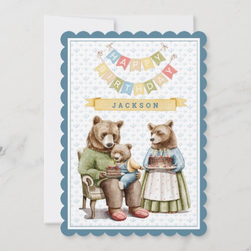 Three Bears First Birthday Party Invitation