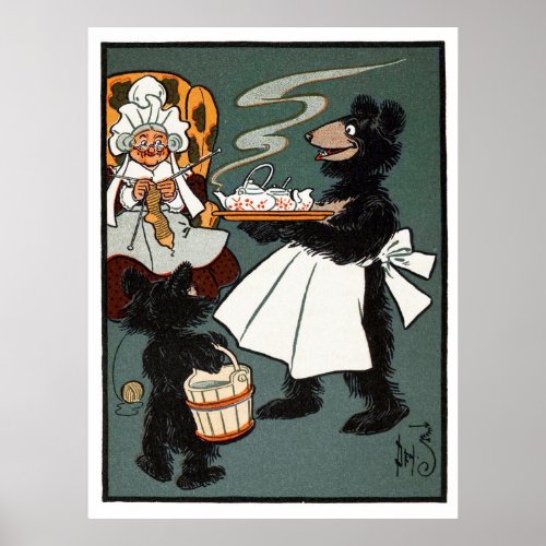 Three Bears Mama Bear Serving Tea Poster