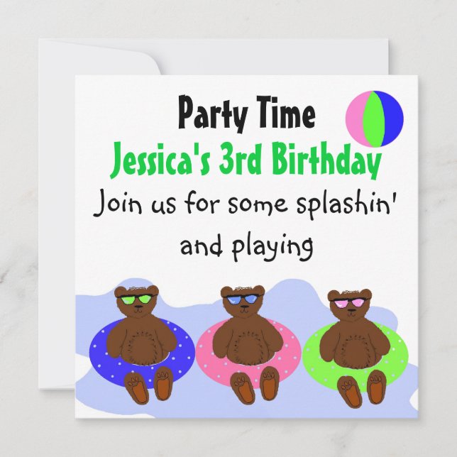 Three Bears Party Invitation (Front)