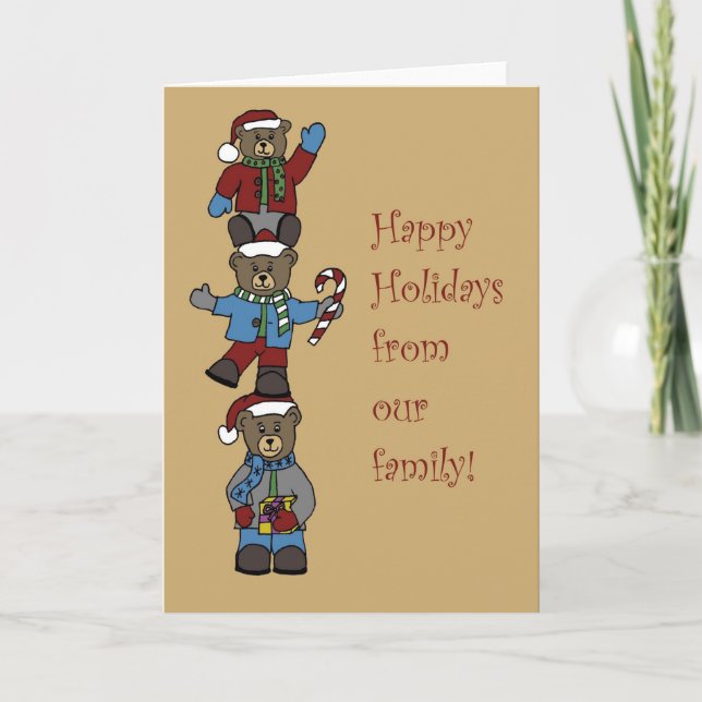 Three bears stacked holiday card (Front)