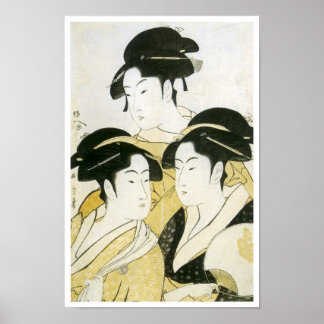 Three Beauties, Utamaro, 1790s Poster