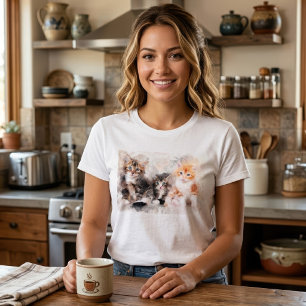 Three beautiful and cute kittens watercolor T-Shirt