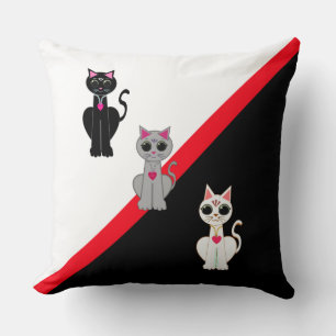Three Beautiful Cats Throw Pillow