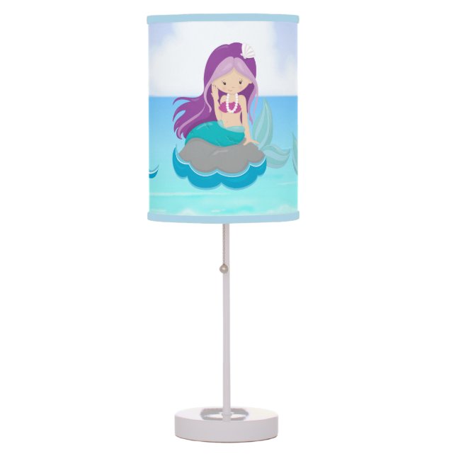 Three Beautiful Mermaids girls room table lamp (Front)
