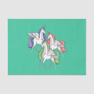 Three beautiful unicorns. tissue paper