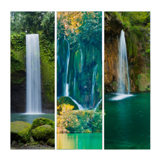 Three Beautiful Waterfalls Turquoise Water Greener Triptych