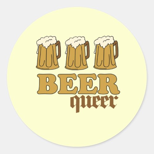 Three Beer Queer Classic Round Sticker