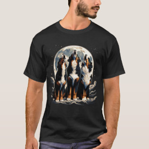 Three Bernese Mountain Dogs Howling at Moon Like T-Shirt
