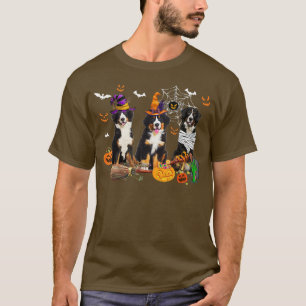 Three Bernese Mountain Dogs Mummy Witch Scary Pump T-Shirt