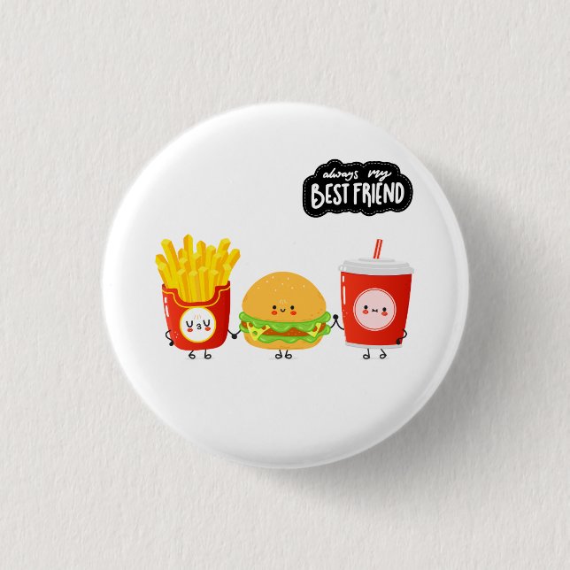 Three Best Friends Cute Food Button (Front)