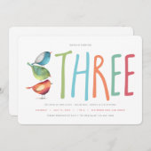Three Birdie Third Birthday Party Invitation (Front/Back)