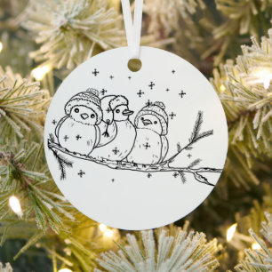three birds metal ornament