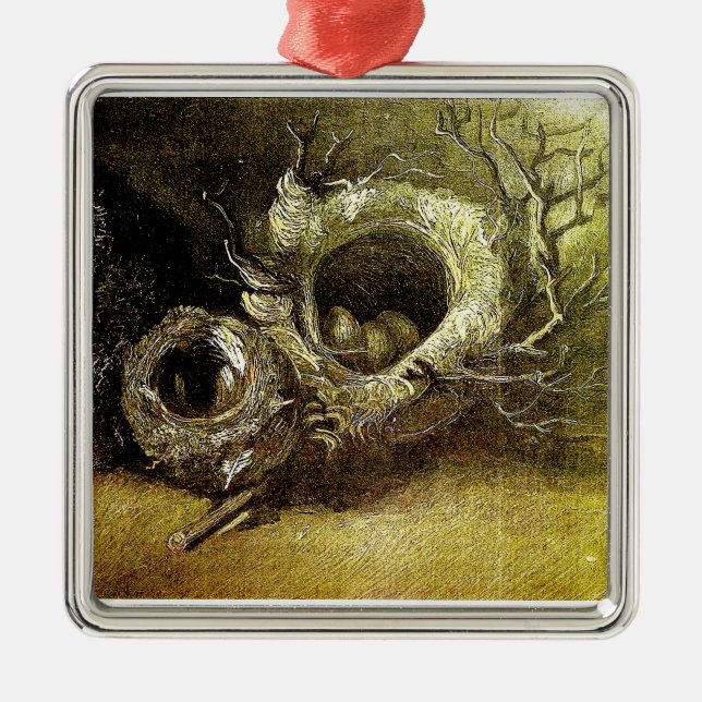 Three Birds' Nests Van Gogh Fine Art Metal Ornament (Front)