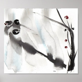 Three Birds on Willow Art Print