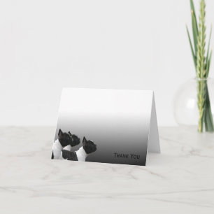 Three Black and White French Bulldogs Letterpress Thank You Card