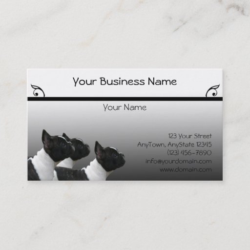 Customizable Three Black and White French Bulldogs Portrait Business Card Templates