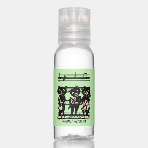 Three Black Cat Jazz Musicians Sheet Music Green Hand Sanitizer