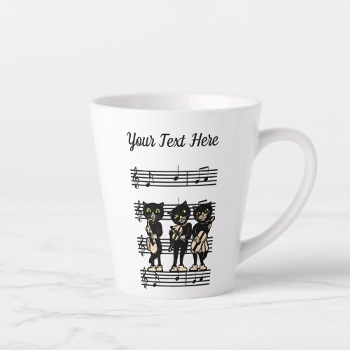 Three Black Cat Jazz Musicians Sheet Music Notes Latte Mug