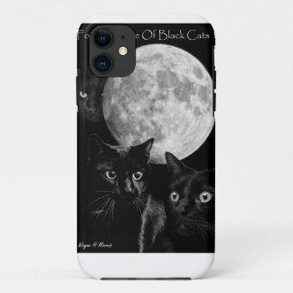 Three black cats and the moon iPhone 11 case