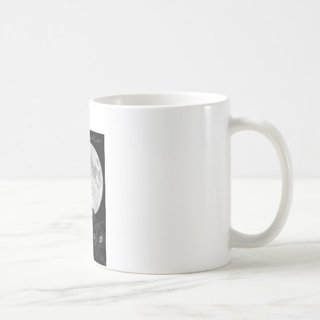 Three black cats and the moon. coffee mug (Right)