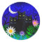 Three Black Cats at Night Stickers