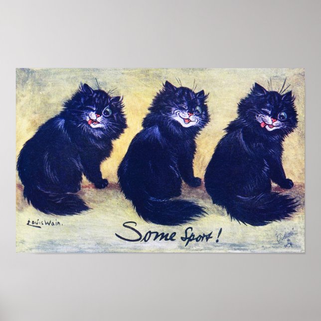 Three Black Cats, Louis Wain Poster (Front)