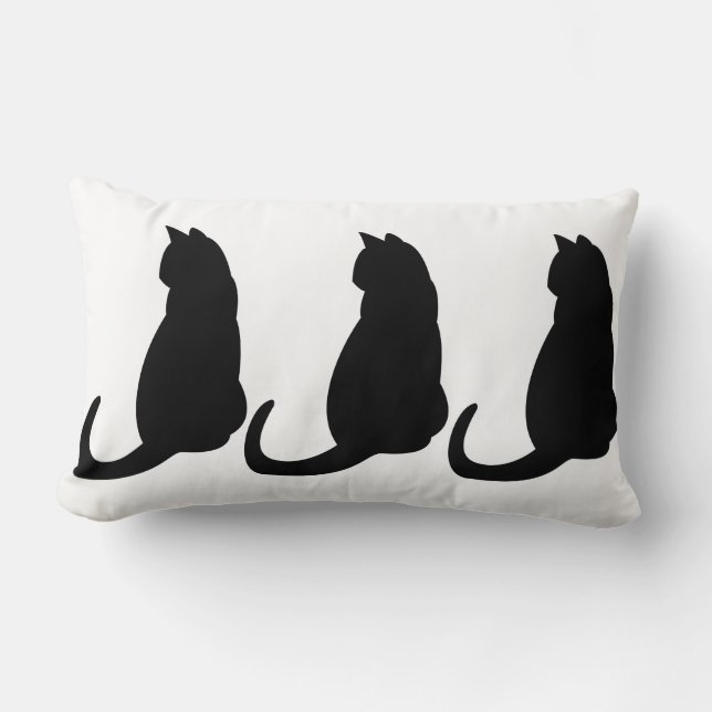 Three Black Cats Lumbar Pillow (Front)