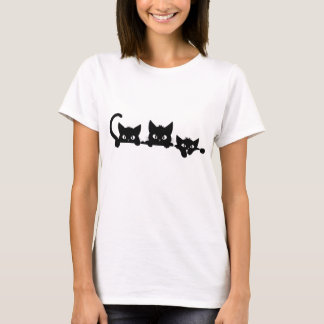 Three Black Cats Peeking T-Shirt, Funny Cat Mom T-Shirt