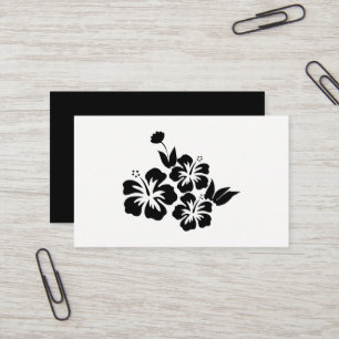 Three Black Hibiscus Tropical Flowers Business Card