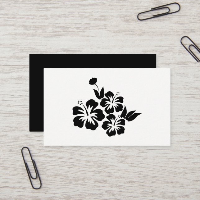 Three Black Hibiscus Tropical Flowers Business Card (Front/Back In Situ)