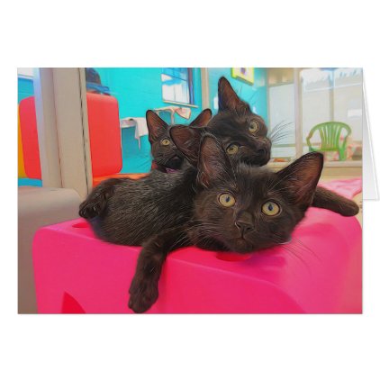 Three Black Kittens Card