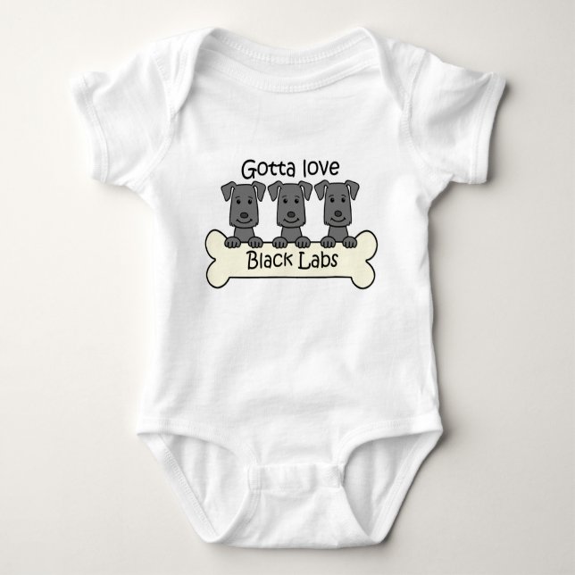 Three Black Labs Baby Bodysuit (Front)