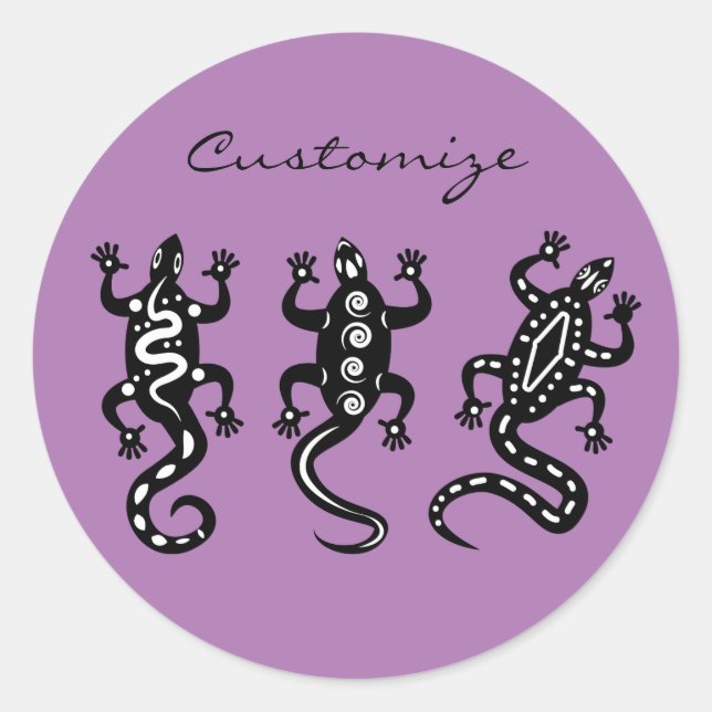 Three Black Lizards Thunder_Cove Southwest Style Classic Round Sticker (Front)