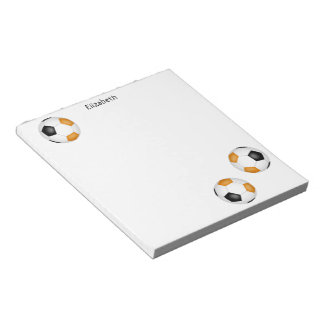 three black orange soccer balls personalized notepad
