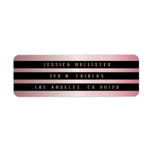 Three Black Stripes & Rose Gold Return Address Label