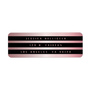 Three Black Stripes & Rose Gold Return Address Label