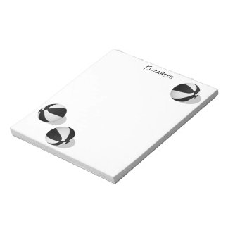 three black white basketballs custom name notepad