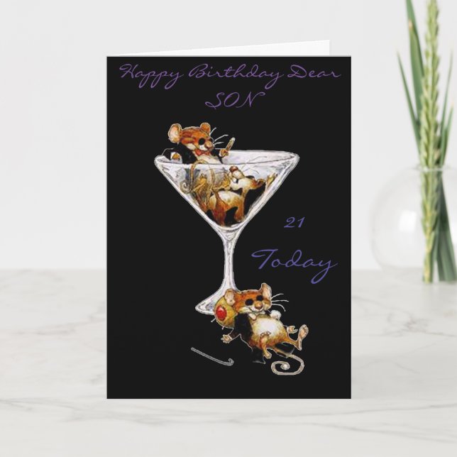 THREE BLIND DRUNK MICE SON 21/18 BIRTHDAY CARD (Front)
