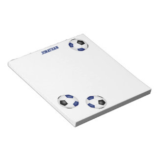 three blue black soccer balls player name notepad